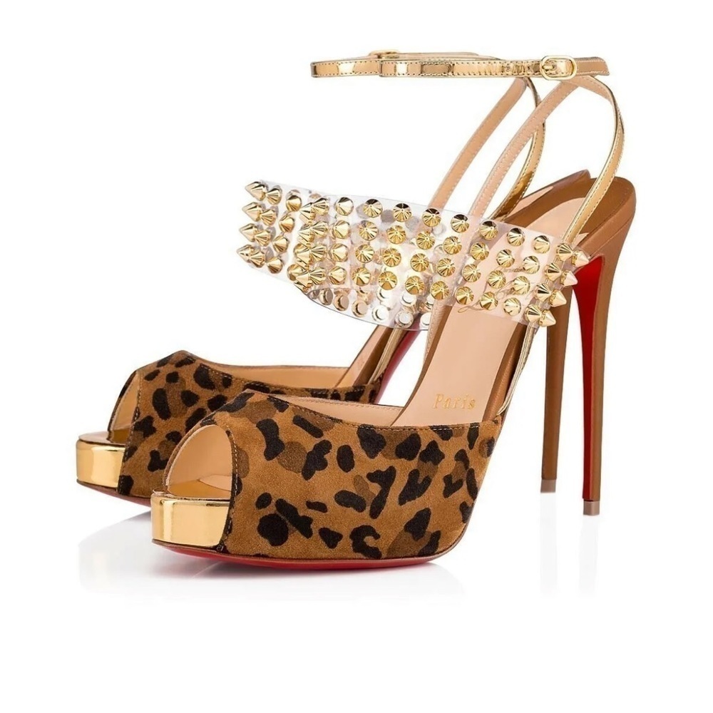 Christian Louboutin Levita Girl Leopard Print High Heel Sandals EU 40
